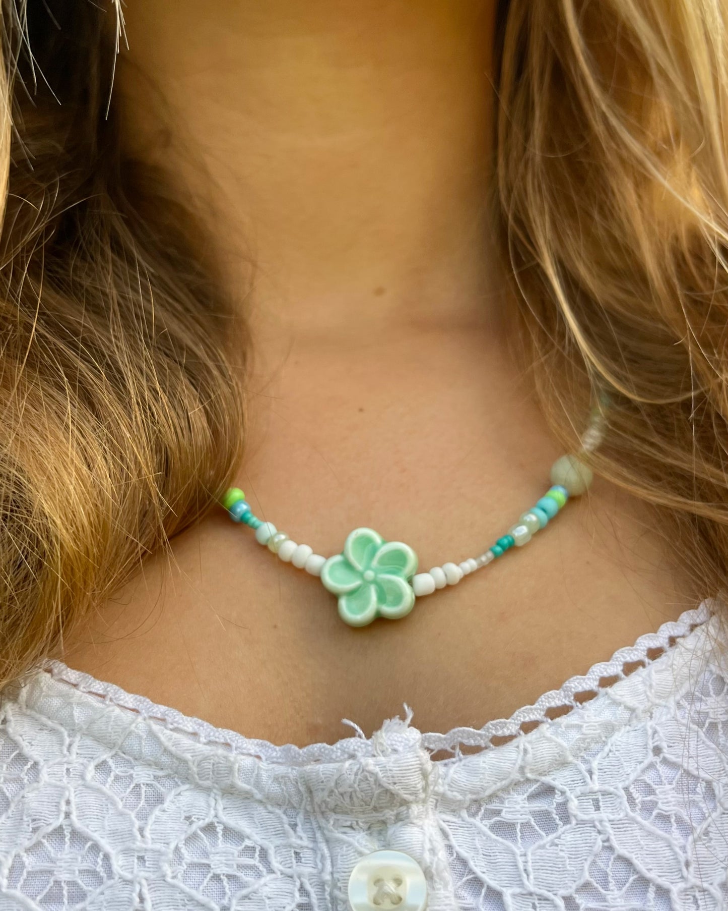 Lime Hibiscus Necklace