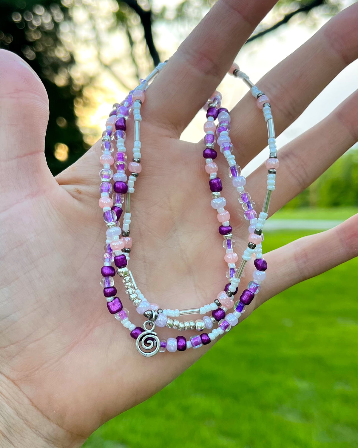 Lilac Spiral Anklet Set