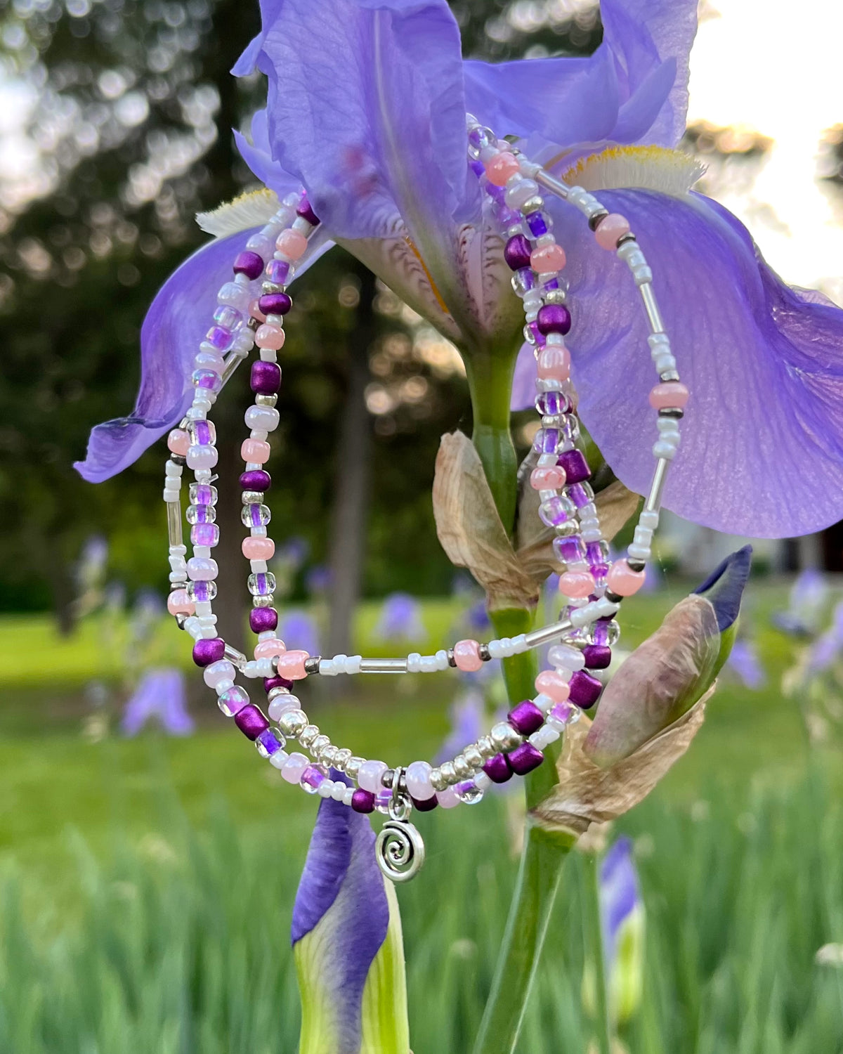 Lilac Spiral Anklet Set