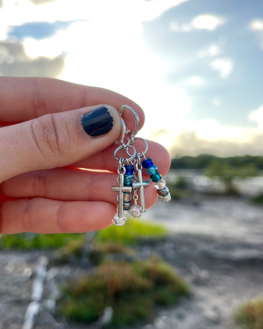 Blue Hour Cross Earrings