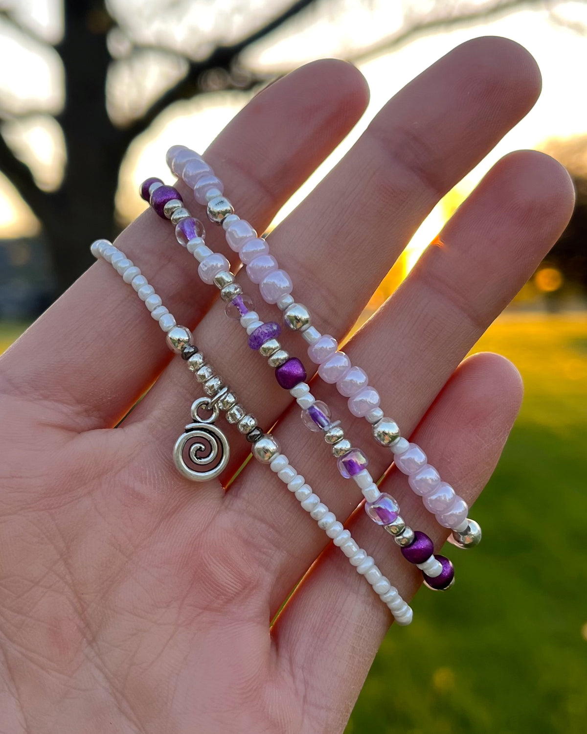 Lavender Swirl Bracelet Set