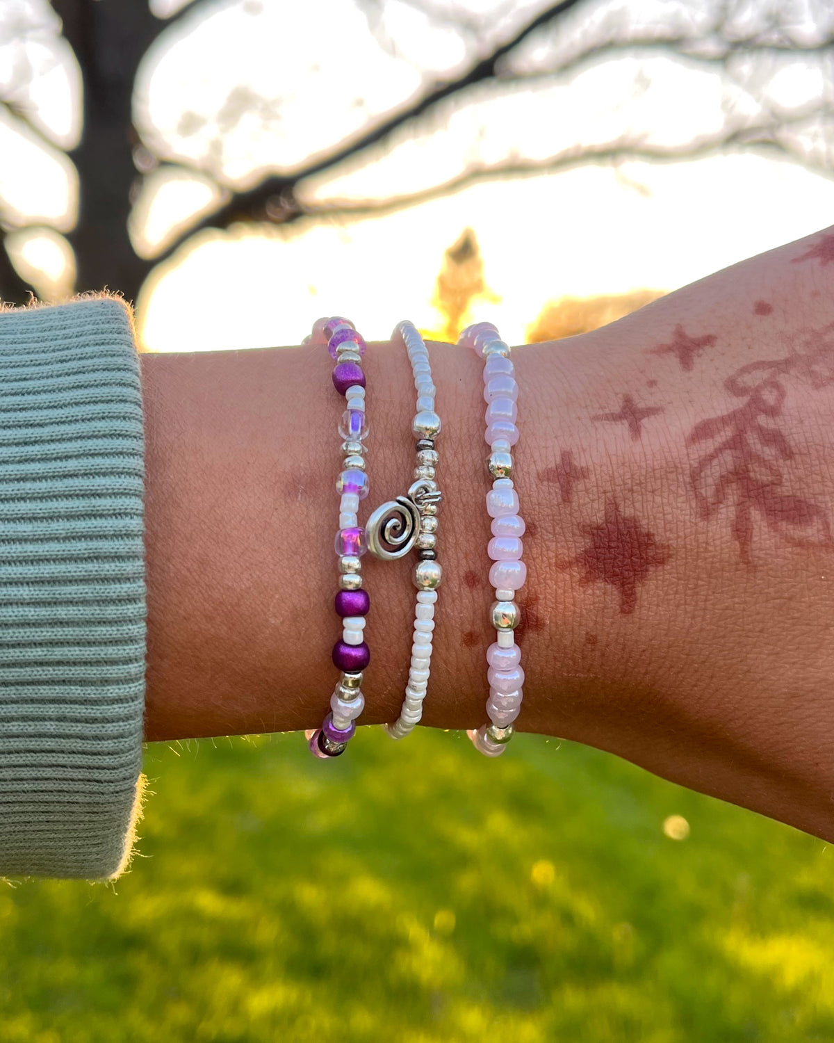 Lavender Swirl Bracelet Set