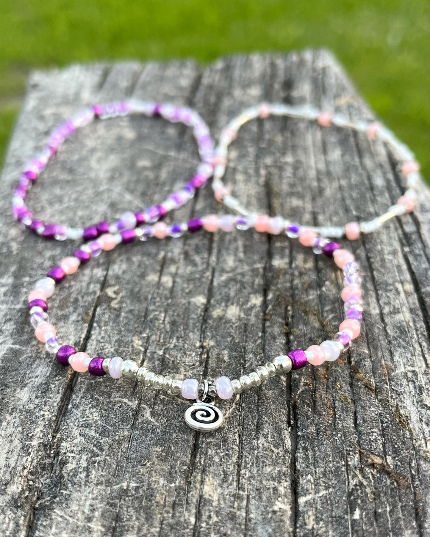 Lilac Spiral Anklet Set