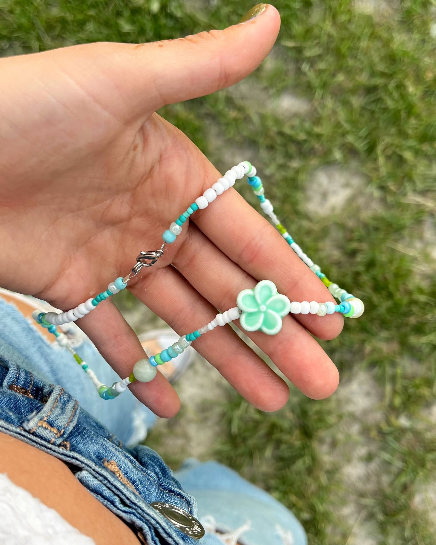 Lime Hibiscus Necklace