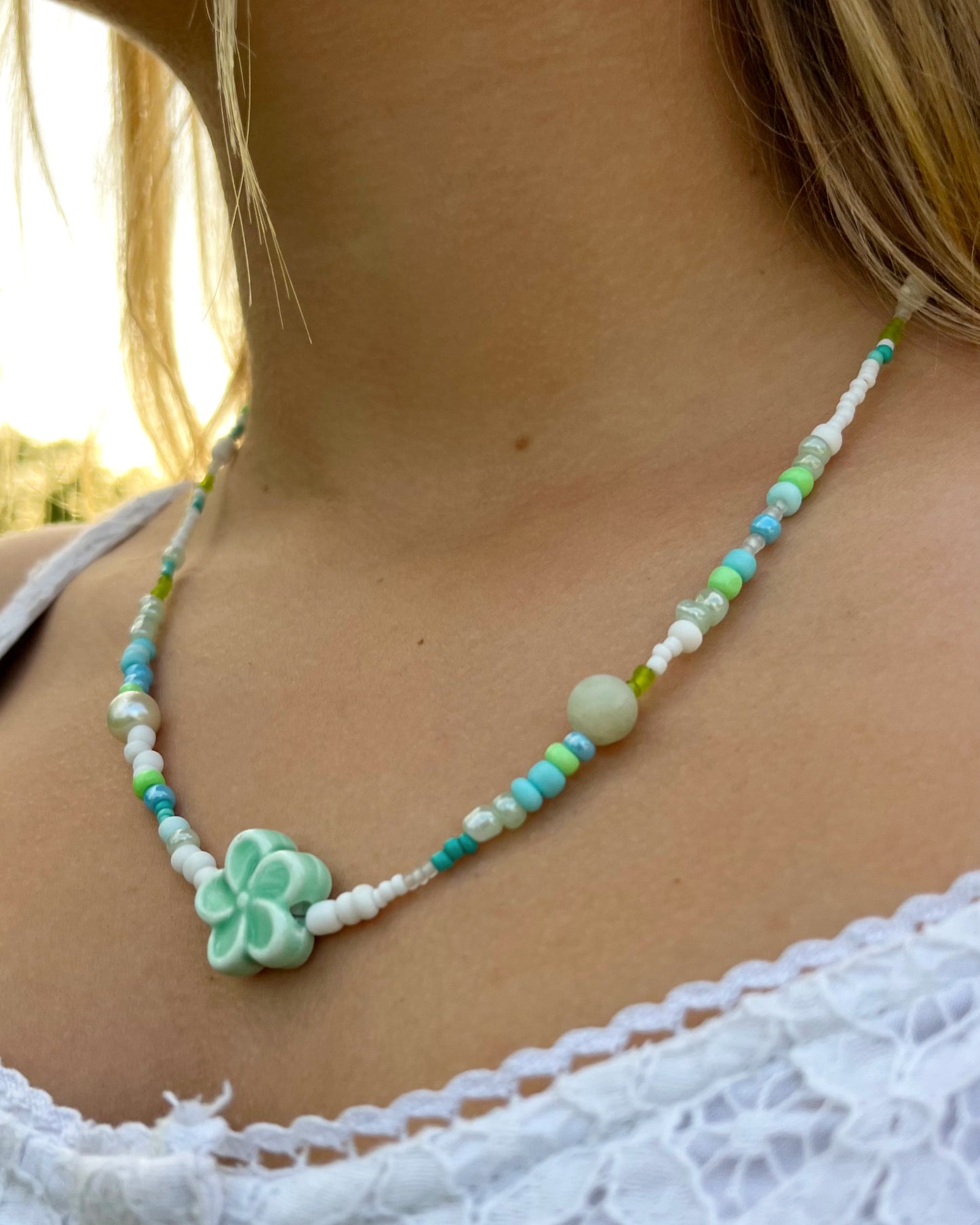 Lime Hibiscus Necklace